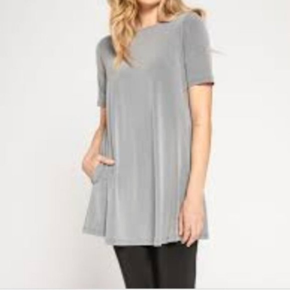 American Apparel Gray Tunic Flowy ¼ Sleeve Length Babydoll Dress
